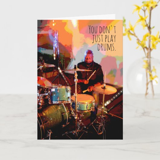 ドラマーあなたの音楽誕生日にハートと魂を入れる カード (黄色い花)