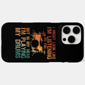 ドラマーおもしろいアート女子男性へドラムプレーヤーのパーカス Case-Mate iPhoneケース (裏面 (横))