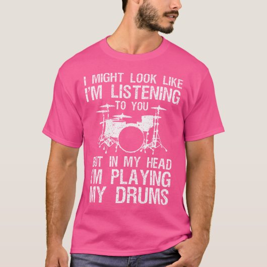 ドラマーおもしろいアート女子男性へドラムプレーヤーのパーカス Tシャツ (正面)