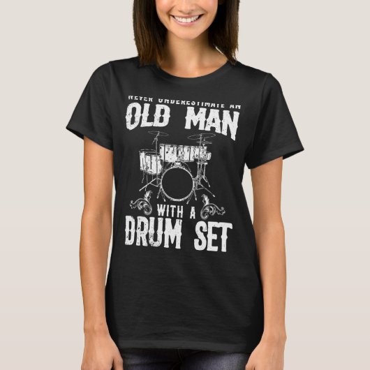 ドラマーおもしろいアート女子男性へドラムプレーヤーDrummi Tシャツ (正面)