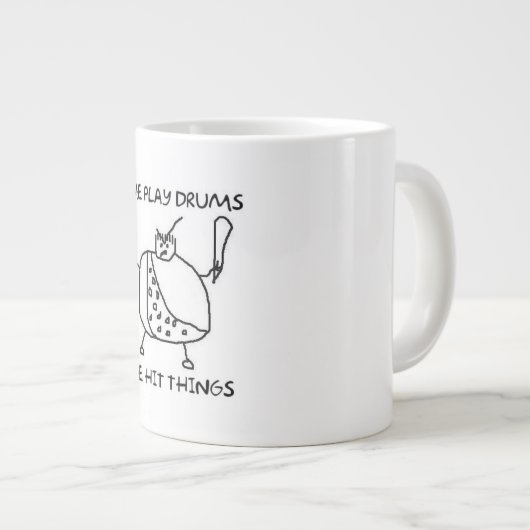 ドラマーおもしろいカヴェマン私は物事を打つコーヒーマグ ジャンボコーヒーマグカップ (正面右)