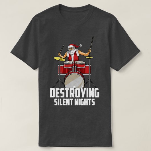 ドラマーおもしろいクリスマスドラムセットドラムプレイヤーギフト Tシャツ (デザイン正面)