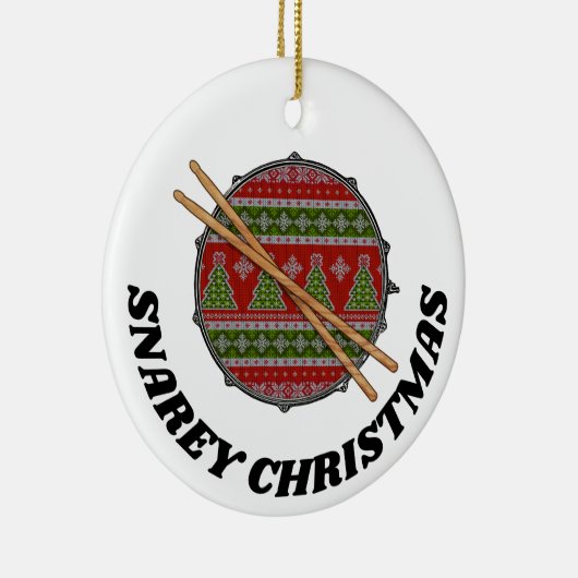 ドラマーおもしろいクリスマスロック&転がミュージシャンドラム セラミックオーナメント (右)