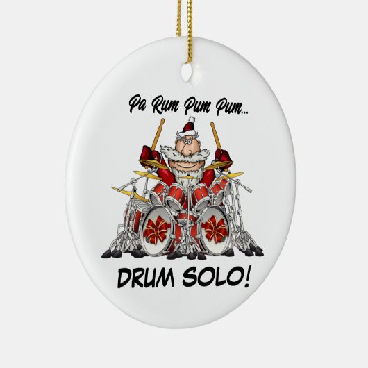 ドラマーおもしろいサンタロックと転がクリスマスミュージシャン セラミックオーナメント (右)