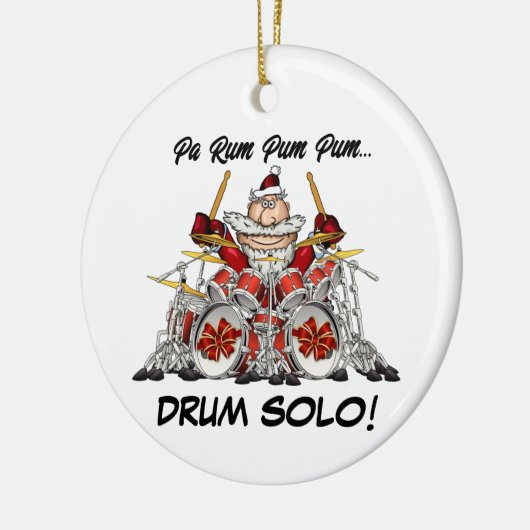 ドラマーおもしろいサンタロックと転がクリスマスミュージシャン セラミックオーナメント (左)