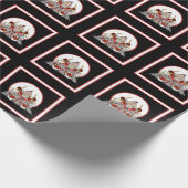 ドラマーおもしろいサンタロックと転がクリスマスミュージシャン ラッピングペーパー (角)