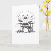 ドラマーおもしろいドラムギフト カード (黄色い花)