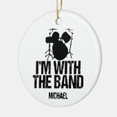 ドラマーおもしろいモノグラム私はバンドドラムと一緒にいる セラミックオーナメント (左)