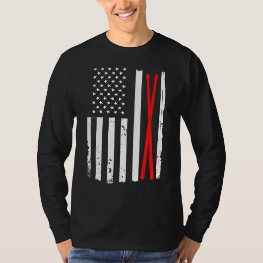 ドラマーとPerc用のドラムばちUsa国旗 Tシャツ (正面)