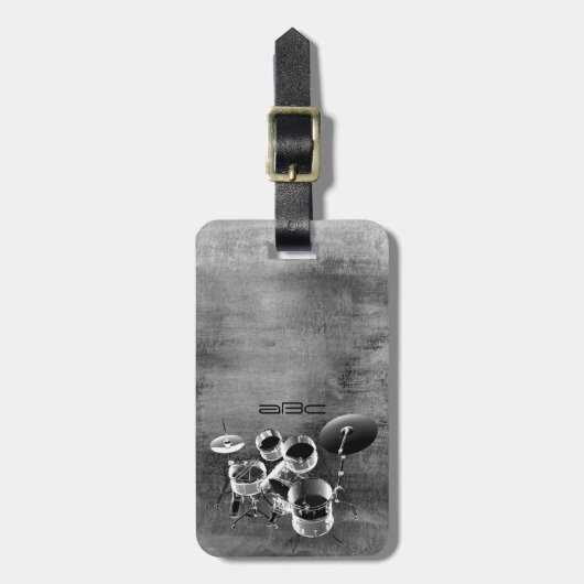 ドラマーのためのドラム置かれた/パーソナライズなギフト ラゲッジタグ (正面縦)