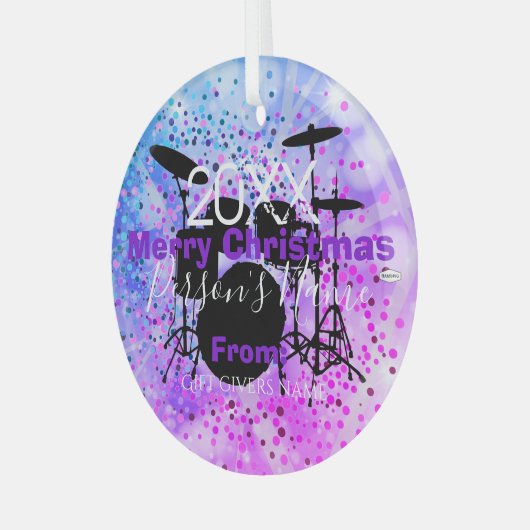 ドラマーのクリスマスオーナメントHAMbWG ガラスオーナメント (正面左)