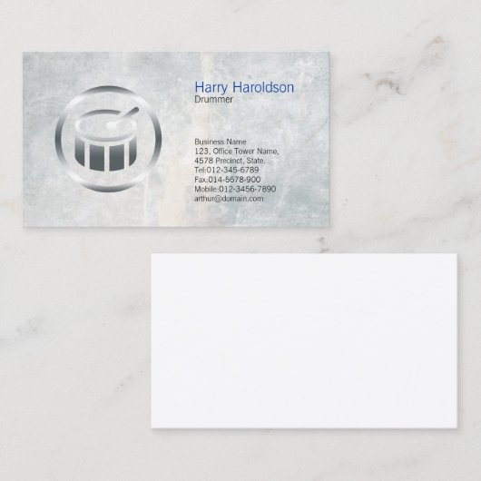 ドラマーのクロムドラムのアイコン名刺 名刺 (正面/裏面)
