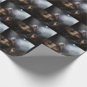 ドラマーのシルエット、暗いステージ設定 ラッピングペーパー (角)