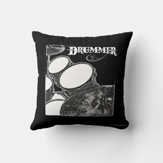 ドラマーのピロー転がロック&音楽ドラムキットのドラム演奏 クッション (裏面)