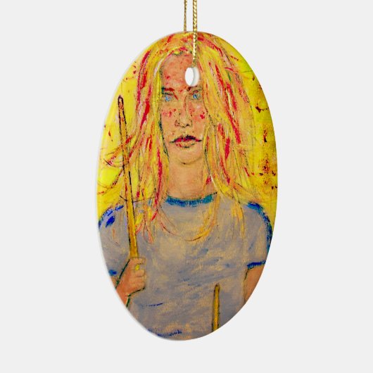 ドラマーの女の子のアップ セラミックオーナメント (右)