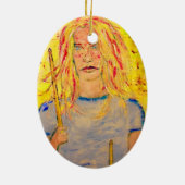 ドラマーの女の子のアップ セラミックオーナメント (裏面)