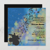 ドラマーの男の子のこうもりのバーの(ユダヤ教の)バル・ミツバーの招待状 招待状 (正面/裏面)