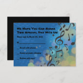 ドラマーの男の子のバーの(ユダヤ教の)バル・ミツバーの招待状の応答カード 出欠カード (正面/裏面)