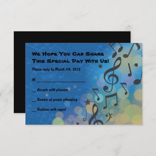 ドラマーの男の子のバーの（ユダヤ教の）バル・ミツバーの招待状の応答カード 出欠カード (正面/裏面)