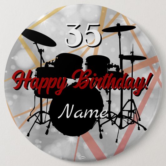 ドラマーの誕生日テーマボタン HAMbWG 缶バッジ (正面)