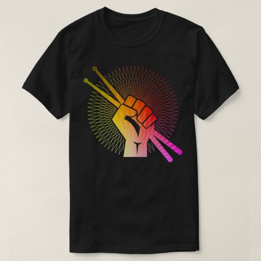 ドラマーばちレトロドラミングギフト Tシャツ (デザイン正面)