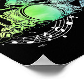 ドラマーウォーターカラードラマーミュージシャンドラムスティック ポスター (角)