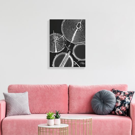 ドラマークールアートドラムキットキャンバススネアドラムスティック キャンバスプリント (インサイチュ (リビング))