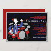 ドラマーバー（ユダヤ教の）バル・ミツバー招待状 招待状 (正面/裏面)