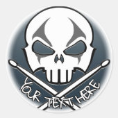 ドラマーパーソナライズされたステッカー転がロッカー ラウンドシール (正面)