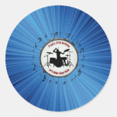 ドラマービートタスティックなブルーバースデーパーティスティッカー ラウンドシール (正面)