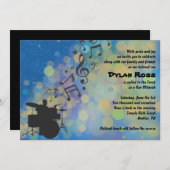 ドラマーボーイバー(ユダヤ教の)バル・ミツバー招待状 招待状 (正面/裏面)