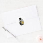 ドラマーマーチングバンドキャットブラックイエロー金ゴールド ラウンドシール (封筒)