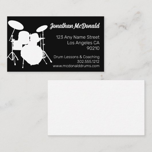 ドラマーミュージシャンドラムキットミュージック先生ドラミング 名刺 (正面/裏面)