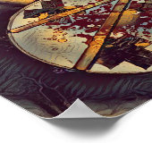 ドラマーミュージシャン血ドラムキットロックNロールプリント ポスター (角)