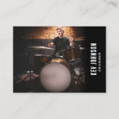 ドラマーモダンバンドミュージシャンフルフォトブラック 名刺 (正面)