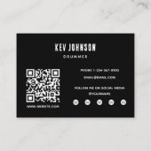 ドラマーモダンバンドミュージシャンフルフォトブラック 名刺 (裏面)