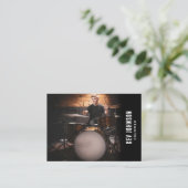 ドラマーモダンバンドミュージシャンフルフォトブラック 名刺 (スタンド正面)