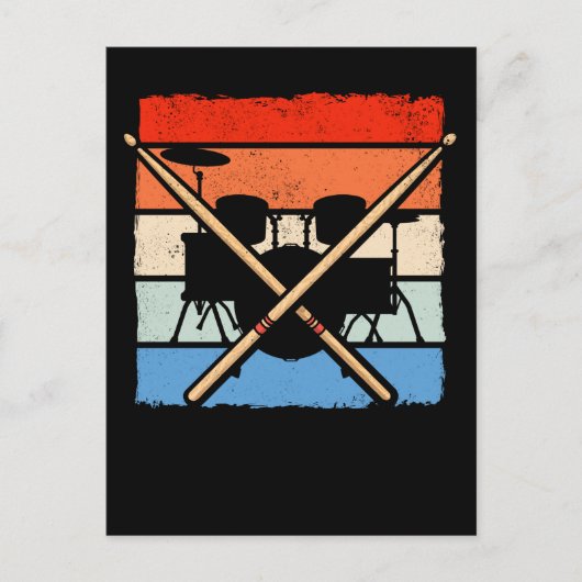 ドラマーレトロばち音楽愛好家 ポストカード (正面)