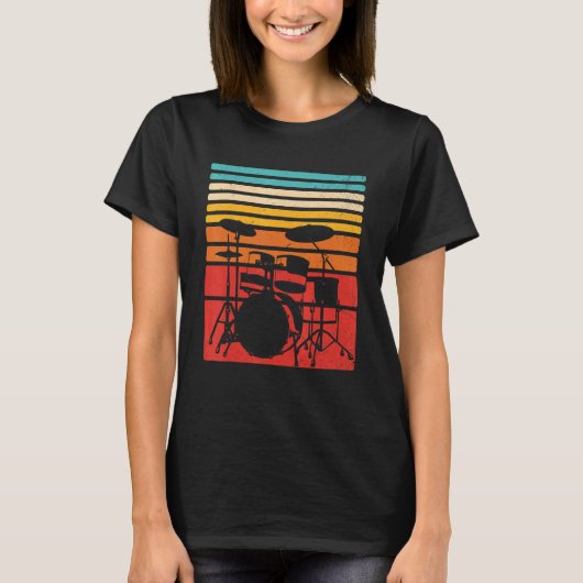 ドラマーヴィンテージパーカッション音楽愛好家レトロドラム Tシャツ (正面)