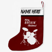 ドラマー名前をカスタムするドラムキットのドラム スモールクリスマスストッキング (裏面)