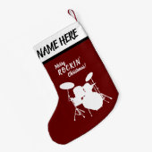 ドラマー名前をカスタムするドラムキットのドラム スモールクリスマスストッキング (裏面 (吊り時))