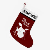 ドラマー名前をカスタムするドラムキットのドラム スモールクリスマスストッキング (正面 (吊り時))
