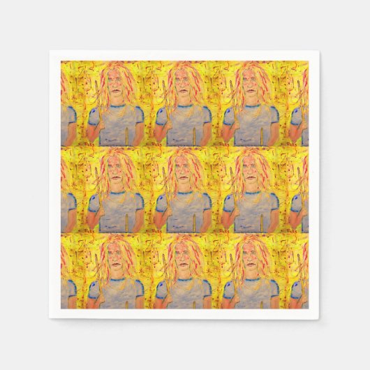 ドラマー女の子ロックアート スタンダードカクテルナプキン (正面)