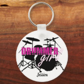 ドラマー女の子名パープルブラックグランジ文字 キーホルダー (正面)