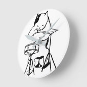 ドラマー猫はミュージシャンの石ジャズおもしろいなかわいいドラムをたたきます ラウンド壁時計 (傾斜)