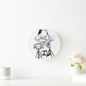 ドラマー猫はミュージシャンの石ジャズおもしろいなかわいいドラムをたたきます ラウンド壁時計 (ホーム)