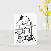 ドラマー猫ドラムミュージシャンロックジャズおもしろいカワイイ カード (黄色い花)