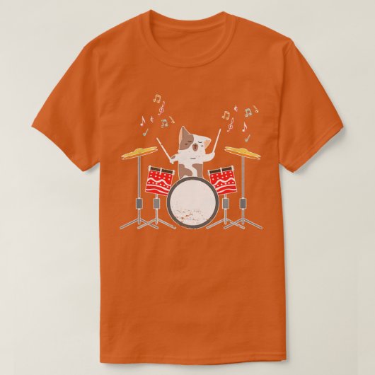 ドラマー猫ドラム Tシャツ (デザイン正面)