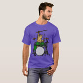 ドラマー猫 音楽好き ミュージシャン ドラム演奏 b tシャツ (正面フル)