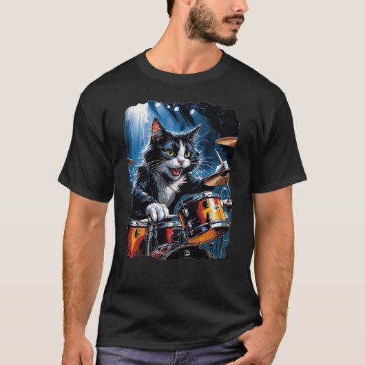 ドラマー猫! Tシャツ (正面)